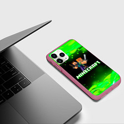 Чехол iPhone 11 Pro матовый Minecraft 1, цвет: 3D-малиновый — фото 2
