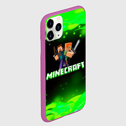 Чехол iPhone 11 Pro матовый Minecraft 1, цвет: 3D-фиолетовый — фото 2