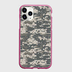 Чехол iPhone 11 Pro матовый Цифровой камуфляж, цвет: 3D-малиновый
