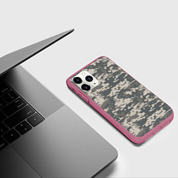 Чехол iPhone 11 Pro матовый Цифровой камуфляж, цвет: 3D-малиновый — фото 2