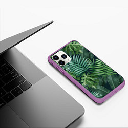 Чехол iPhone 11 Pro матовый Тропики, цвет: 3D-фиолетовый — фото 2