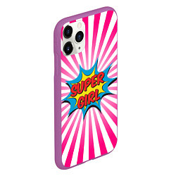 Чехол iPhone 11 Pro матовый Super Girl, цвет: 3D-фиолетовый — фото 2