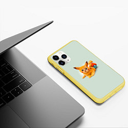 Чехол iPhone 11 Pro матовый Котенок покемон пикачу арт, цвет: 3D-желтый — фото 2