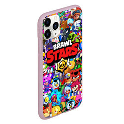 Чехол iPhone 11 Pro матовый BRAWL STARS ВСЕ ПЕРСОНАЖИ, цвет: 3D-розовый — фото 2