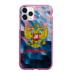 Чехол iPhone 11 Pro матовый RUSSIA, цвет: 3D-малиновый