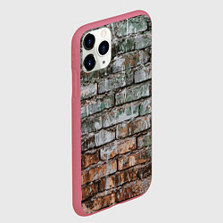 Чехол iPhone 11 Pro матовый Кирпичная стена потеки краска, цвет: 3D-малиновый — фото 2