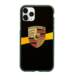 Чехол iPhone 11 Pro матовый PORSCHE, цвет: 3D-темно-зеленый