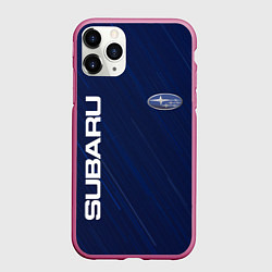 Чехол iPhone 11 Pro матовый SUBARU, цвет: 3D-малиновый