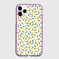 Чехол iPhone 11 Pro матовый Ананасы, цвет: 3D-фиолетовый