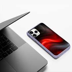 Чехол iPhone 11 Pro матовый BLACK RED WAVES АБСТРАКЦИЯ, цвет: 3D-светло-сиреневый — фото 2