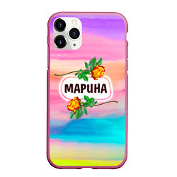 Чехол iPhone 11 Pro матовый Марина, цвет: 3D-малиновый