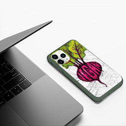 Чехол iPhone 11 Pro матовый Vegan, цвет: 3D-темно-зеленый — фото 2