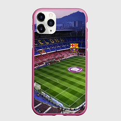 Чехол iPhone 11 Pro матовый FC BARCELONA, цвет: 3D-малиновый