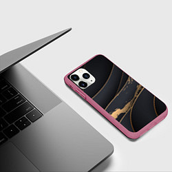 Чехол iPhone 11 Pro матовый Black gold, цвет: 3D-малиновый — фото 2