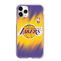 Чехол iPhone 11 Pro матовый Los Angeles Lakers, цвет: 3D-светло-сиреневый