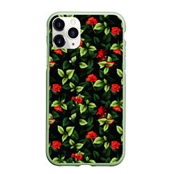 Чехол iPhone 11 Pro матовый Цветочный сад, цвет: 3D-салатовый