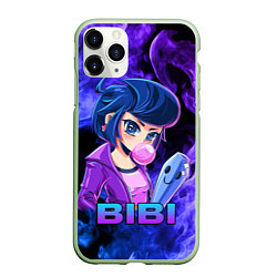 Чехол iPhone 11 Pro матовый BRAWL STARS BIBI, цвет: 3D-салатовый