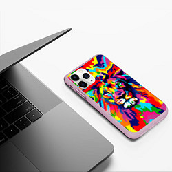 Чехол iPhone 11 Pro матовый Лев Artistic Art, цвет: 3D-розовый — фото 2