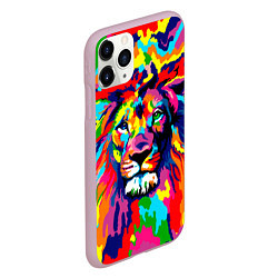 Чехол iPhone 11 Pro матовый Лев Artistic Art, цвет: 3D-розовый — фото 2