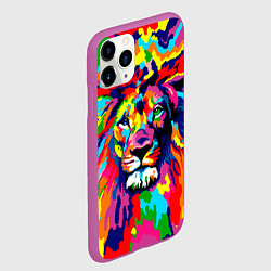 Чехол iPhone 11 Pro матовый Лев Artistic Art, цвет: 3D-фиолетовый — фото 2