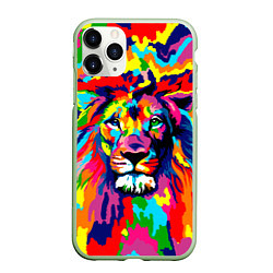 Чехол iPhone 11 Pro матовый Лев Artistic Art, цвет: 3D-салатовый