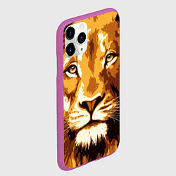 Чехол iPhone 11 Pro матовый Взгляд льва, цвет: 3D-фиолетовый — фото 2