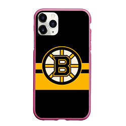 Чехол iPhone 11 Pro матовый BOSTON BRUINS NHL, цвет: 3D-малиновый