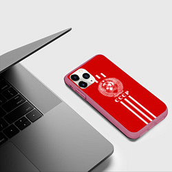 Чехол iPhone 11 Pro матовый СССР, цвет: 3D-малиновый — фото 2