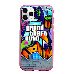 Чехол iPhone 11 Pro матовый GTA, цвет: 3D-малиновый