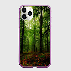 Чехол iPhone 11 Pro матовый Лес, цвет: 3D-фиолетовый