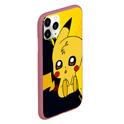 Чехол iPhone 11 Pro матовый ПикачуPikachu, цвет: 3D-малиновый — фото 2