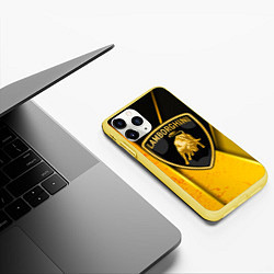 Чехол iPhone 11 Pro матовый Lamborghini, цвет: 3D-желтый — фото 2