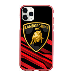 Чехол iPhone 11 Pro матовый Lamborghini, цвет: 3D-красный