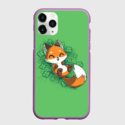 Чехол iPhone 11 Pro матовый Удачливый лис, цвет: 3D-фиолетовый