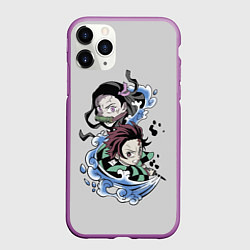 Чехол iPhone 11 Pro матовый Demon slayer, цвет: 3D-фиолетовый