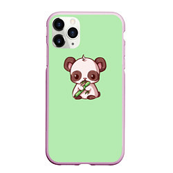 Чехол iPhone 11 Pro матовый Пандочка с бамбуком, цвет: 3D-розовый