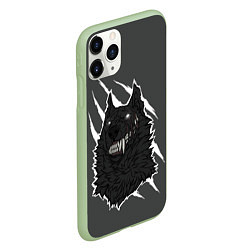 Чехол iPhone 11 Pro матовый Волк, цвет: 3D-салатовый — фото 2