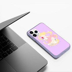 Чехол iPhone 11 Pro матовый Сейлор Мун и Чиби Мун, цвет: 3D-светло-сиреневый — фото 2