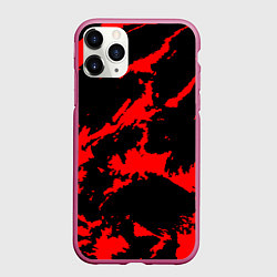 Чехол iPhone 11 Pro матовый Красный на черном, цвет: 3D-малиновый