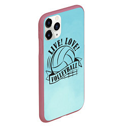 Чехол iPhone 11 Pro матовый LIVE! LOVE! VOLLEYBALL!, цвет: 3D-малиновый — фото 2