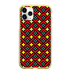 Чехол iPhone 11 Pro матовый Abstract cross armor, цвет: 3D-желтый