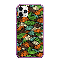 Чехол iPhone 11 Pro матовый Абстрактные волны, цвет: 3D-фиолетовый