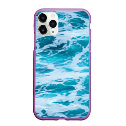 Чехол iPhone 11 Pro матовый Вода волны пена море, цвет: 3D-фиолетовый
