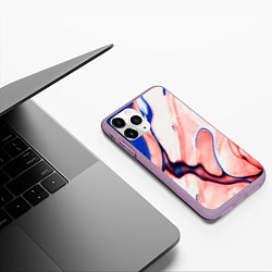 Чехол iPhone 11 Pro матовый Fluid art, цвет: 3D-сиреневый — фото 2