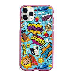 Чехол iPhone 11 Pro матовый Pop art comics, цвет: 3D-малиновый