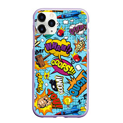 Чехол iPhone 11 Pro матовый Pop art comics, цвет: 3D-светло-сиреневый