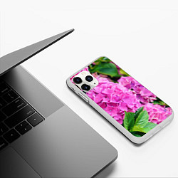 Чехол iPhone 11 Pro матовый Гортензия, цвет: 3D-белый — фото 2