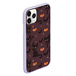 Чехол iPhone 11 Pro матовый Хэллоуиновский кот, цвет: 3D-светло-сиреневый — фото 2