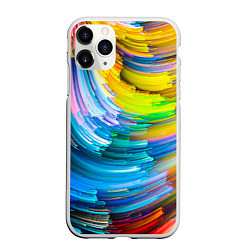 Чехол iPhone 11 Pro матовый Цветные полоски, цвет: 3D-белый