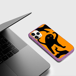 Чехол iPhone 11 Pro матовый Кот- мем, цвет: 3D-фиолетовый — фото 2